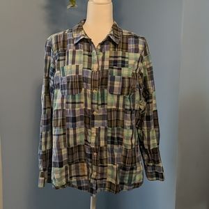 LL Bean Patchwork Madras Shirt
